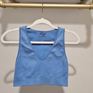 Garage Sky Blue V-Neck Crop Top
